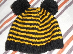 black knit baby hat