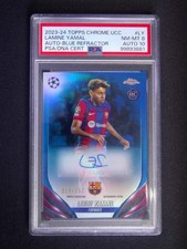 19/150 JSY# 1/1 2023-24 Topps Chrome UEFA Lamine Yamal RC Auto Blue PSA 8/10