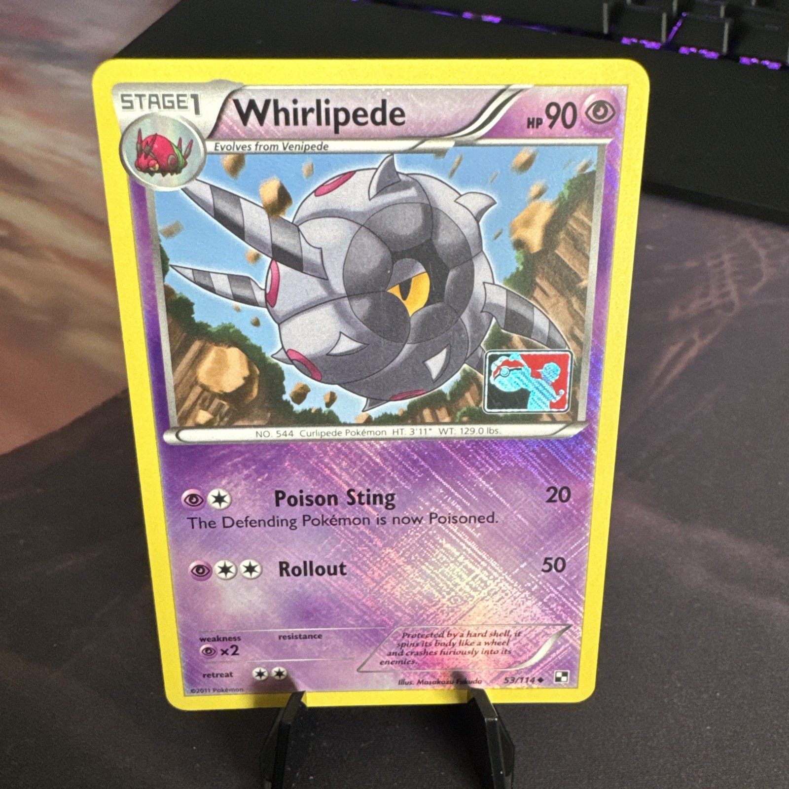Pokemon TCG - WHIRLIPEDE - Play League Reverse Holo Promo B & W 53/114