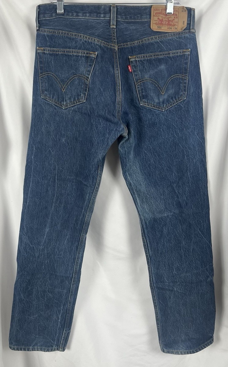 VINTAGE LEVI'S 501xx BUTTON FLY 34X34 BLUE JEANS | eBay