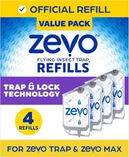 Zevo Flying Insect Trap Refill Cartridges -Easy to Use 4 Refill Cartridges 