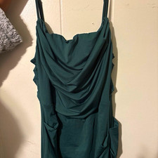 Women’s Green Solid Cowl Neck Draped Maxi Dress Strappy Sleeveless Size L