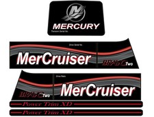 MERCRUISER BRAVO TWO SELF ADHESIVE VINYL WATERPROOF STICKER DECAL SET/ Rød TRIM