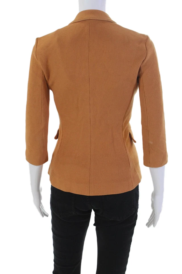 The Row Womens Two Button Blazer Jacket Orange Cotton Blend Size 4 - Image 4 of 4