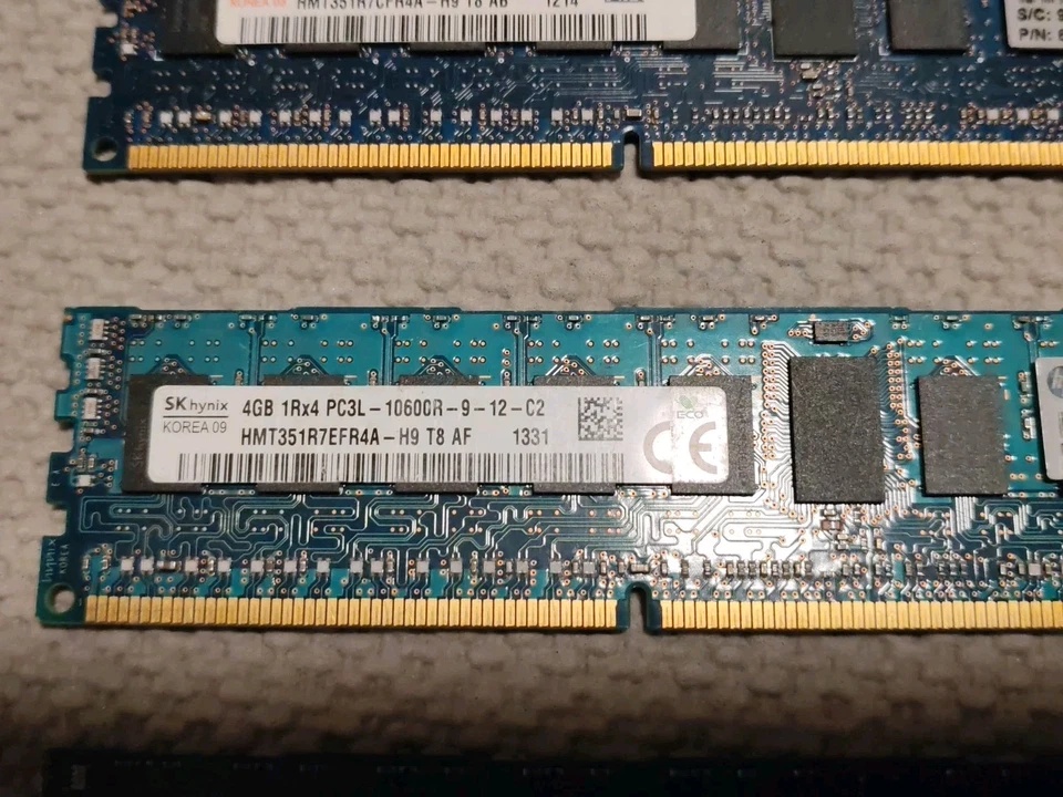 Set Of 7 Memory PC3L-10600R DDR3 ECC Server RAM Hynix - Image 4 of 4