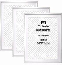 60x80cm White Boxed Photo Frame 3Pack Acid Free Mount for 50x70cm Poster Frame