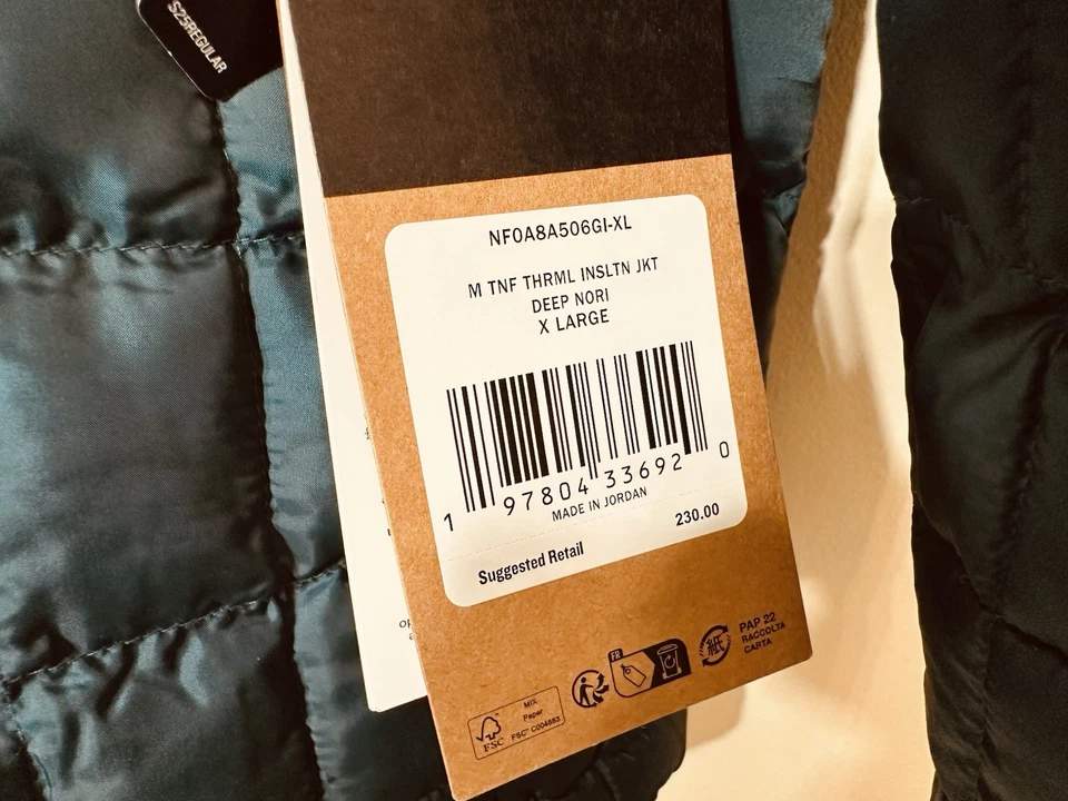 The North Face Thermoball Insulated quilted jacket deep nori NWT size XL $230.00 - Image 4 of 4