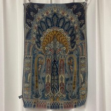 ETRO Scarf Stole Paisley Pattern Wool Silk Stole 42 x 130cm