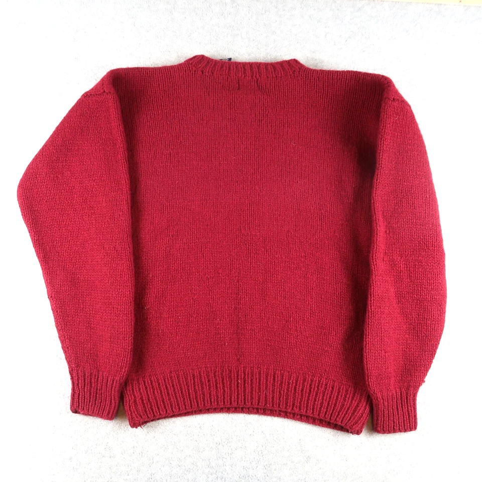 Vintage 90s GAP Hand Knit Shetland Wool Sweater Dogs Snimal Size S Small Red - Image 2 of 4