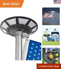 Enhanced Brightness Solar Flag Pole Light - Auto On/Off, 45-Degree Panels