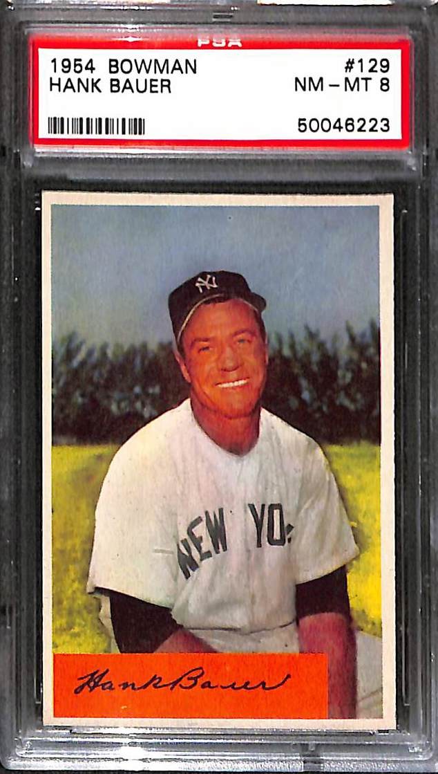 1954 Bowman #129 HANK BAUER PSA 8 NM-MT 50046223