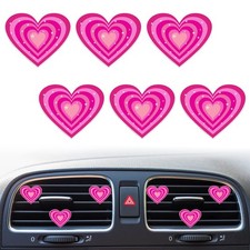 Pink Heart Air Vent Clips, 6 Pcs Cute Preppy Heart Car Air Fresheners Vent Cl...