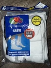 Fruit of the Loom 6-Pair White Socks Crew Sock Cotton Blend Big Tall, Size 12-16