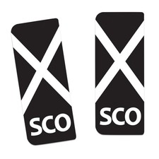 2 x PVC Vinyl Stickers SCO Badge Car Scotland Number Plate Scottish Flag White