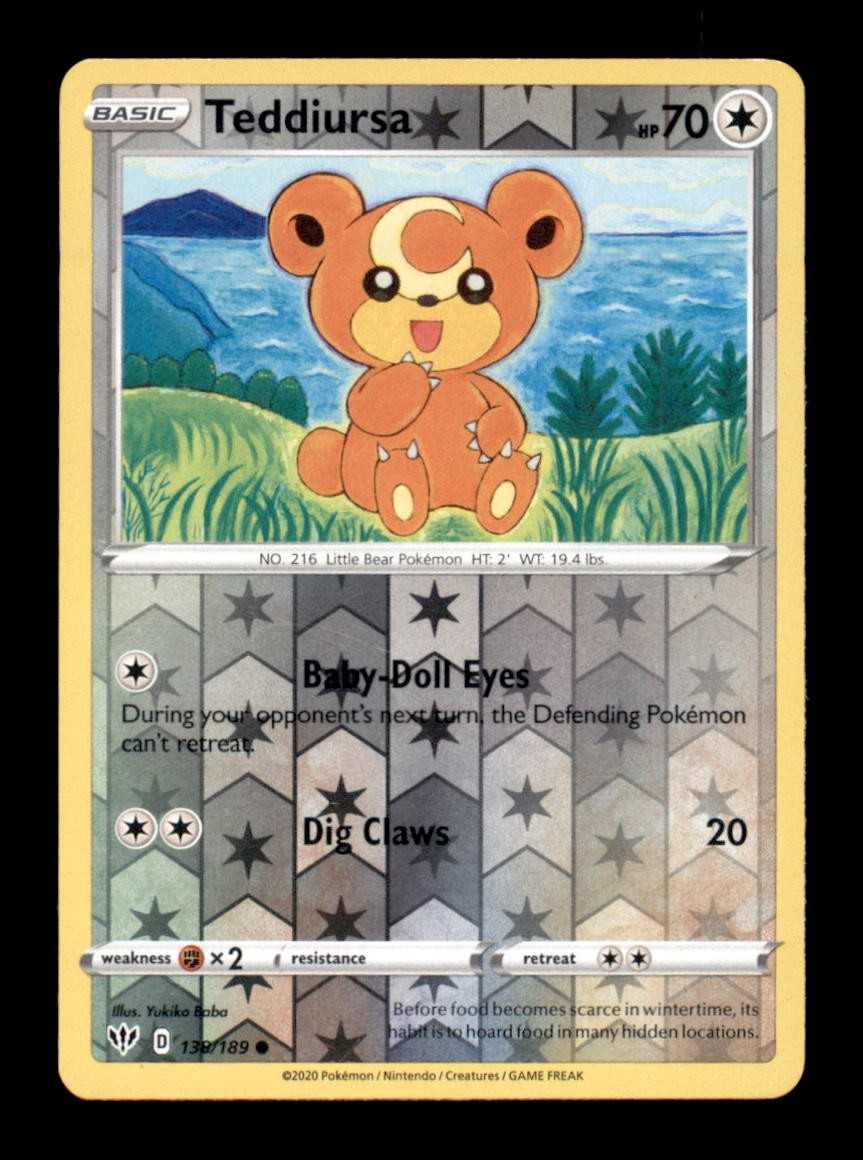 Teddiursa 138/189 Darkness Ablaze Pokemon Reverse Holo NM