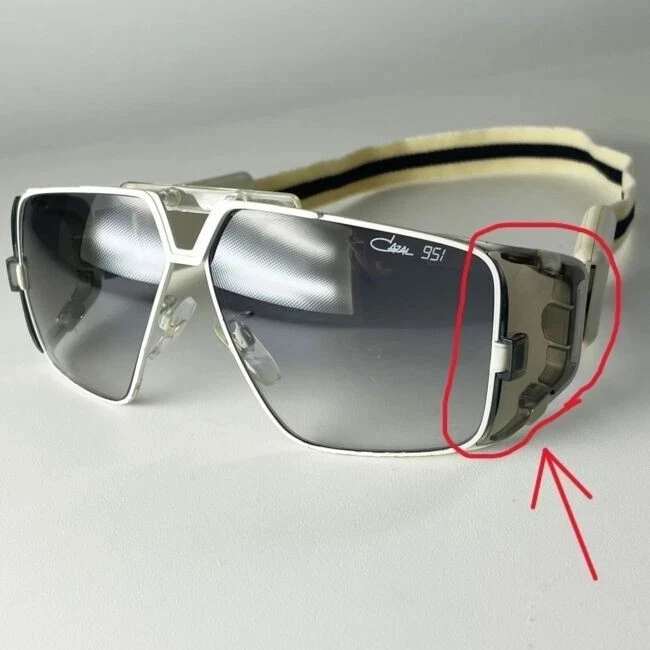 Gafas de sol Cazal 951 955 clip lateral leyendas BLANCO AUTÉNTICO nuevas 2 piezas Foto 2 de 2