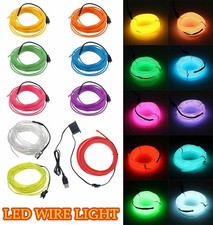 LED Glow EL Wire Light Neon Strip String Rope Cable Driver Controller 10 Colours