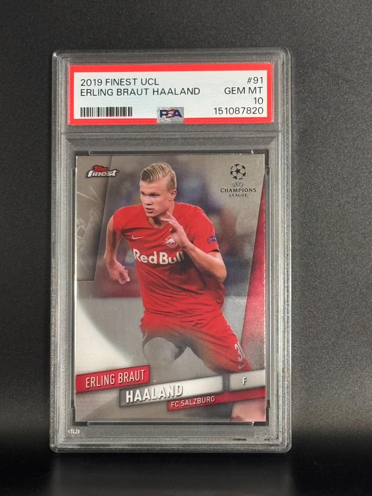Erling Braut Haaland 2019-20 Topps Finest UCL Rookie #91 PSA 10 Gem Mint RC