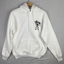 Vintage Stussy Hoodie Mens Large White Warrio...