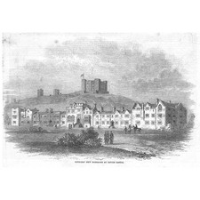 DOVER CASTLE Kent The Officers Barracks - Antique Print 1859