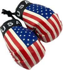 United States Flag Mini Hanging Boxing Gloves Car Mirror Decor Novelty Black AM