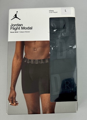 Neu Herren Größe Large Jordan Flight Modal Boxershorts 3er Pack schwarz - Bild 2 von 8