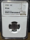 1958 10c NGC PF64 Sight White! Silver