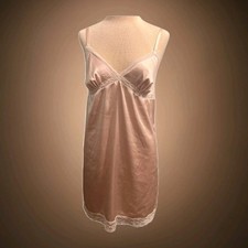 Victoria  s secret Nighty Nightgown Teddy Size Large Gold Beige Tan Lace Romantic
