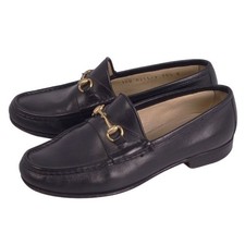 Gucci Loafers Horsebit Leather Black Women's Vintage Size EU35.5/US5.5