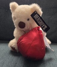 Vintage 1990 Hershey Foods Corporation White Plush Bear With Red Candy Kiss Tags