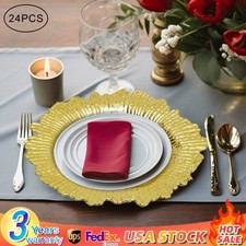 24pcs 13" Chargers Plate Round Plastic Reef Salad Plate for Wedding Dinner Decor