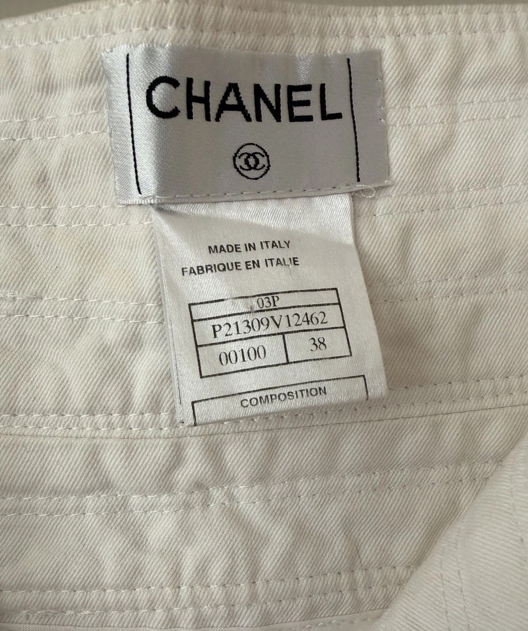 Authentic vintage Chanel off-white high waist denim skirt spring 2003 image 7