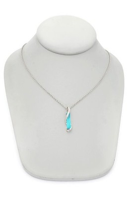 ELLE Sterling Silver 925 Blue Spinel CZ Necklace 20''