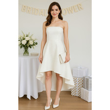 Halston Heritage bridal White Jacquard bandeau asymmetrical Dress Size 4 $475