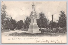 Soldier's Monument Easton Centre, Mass. Rotograph Postcard 1905 Postmark
