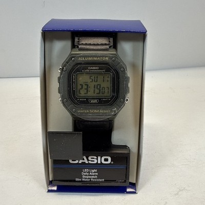 Casio W218HB-3AV, 50 Meter WR Chronograph Watch, Alarm, Green Nylon, Illuminator