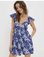 American Eagle Women’s Size Medium Floral Ruffles Back Cut Out Mini Dress