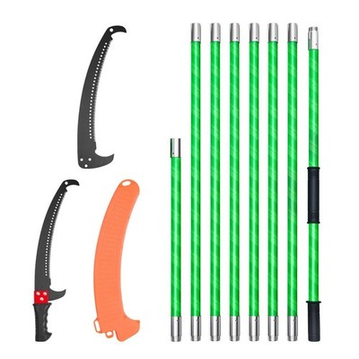 Lightweight Manual Pole Saw   3.87 to 27ft, Fiberglass, 65Mn Steel Double-Hook