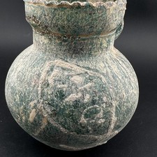 Ancient Roman Green Glass Handled Jug with Iridescent Patina — listing 5