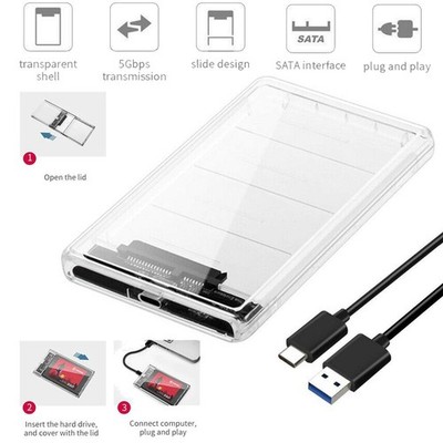 USB3.1 Type-C to SATA Hard Drive Enclosure Case For 2.5'' Inch HDD / SSD External