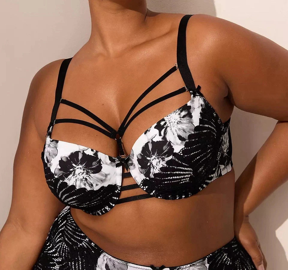 Sujetador Lane Bryant Cacique con tiras Boost Balconette 38DD *Fusión floral* Nuevo con etiquetas Foto 2 de 4