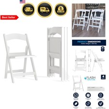 Folding Chair Set of 4 White Resin Event Chairs Heavy Duty 800LB Capacity
