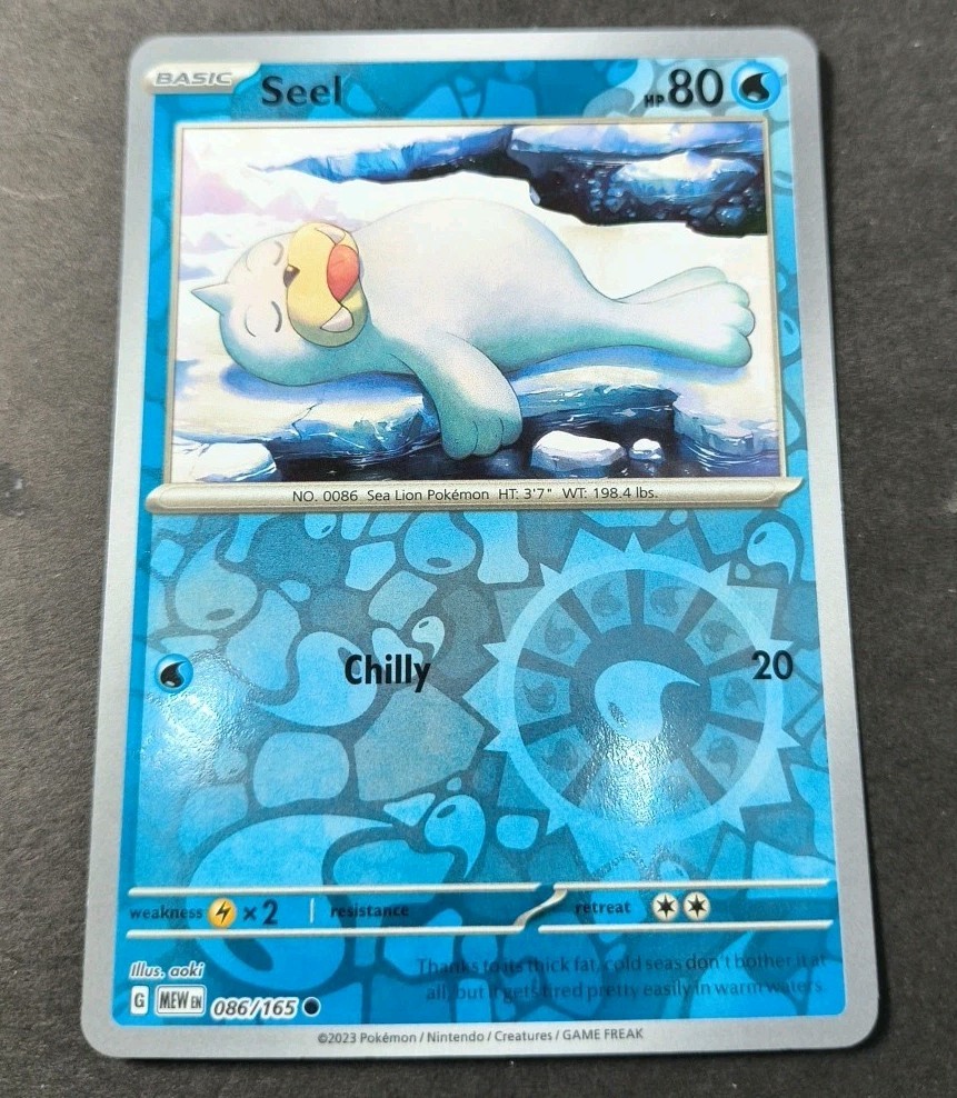 Pokemon 151 Seel Reverse Holo Common Card 086/165 NM