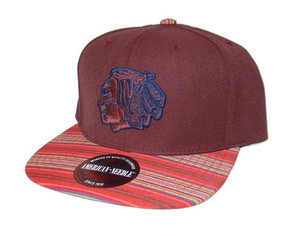 Chicago Blackhawks Multi Color Bill Strapback Adjustable Hat Cap - Burgundy