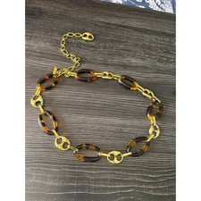 Tortoise Shell and Gold Chain Link Belt Sz. XS-S