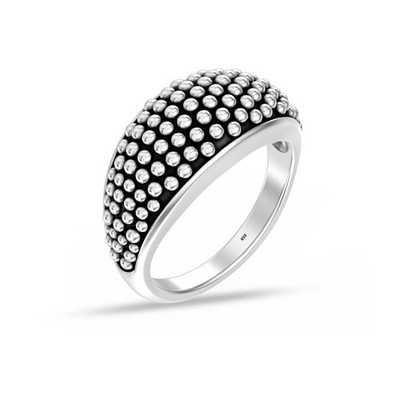 925 Sterling Silver Lightweight Italian Designed Caviar Beaded Pattern Stacki...