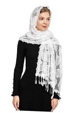 Rose Rectangular Chapel Veil Scarf Catholic Church Veils Mantilla Wrap White