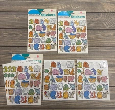 Vintage American Greetings Alphabet Animal Stickers  4 Sheets  Self-Adhesive