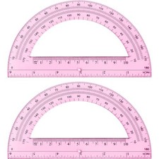 2 Pcs 6 Inch Plastic Protractor Math Protractors 180 Degrees Angle Light Pink
