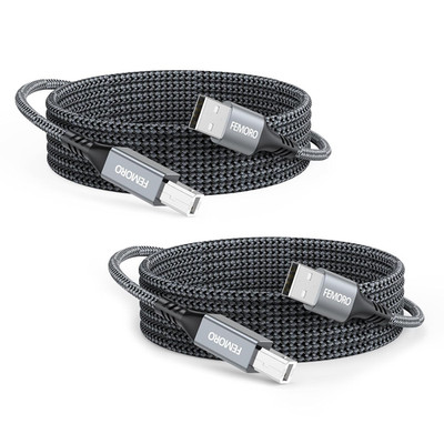 USB Printer Cable 10 Feet 2-Pack, USB a to Type B 2.0 Long Braided, High Spee...